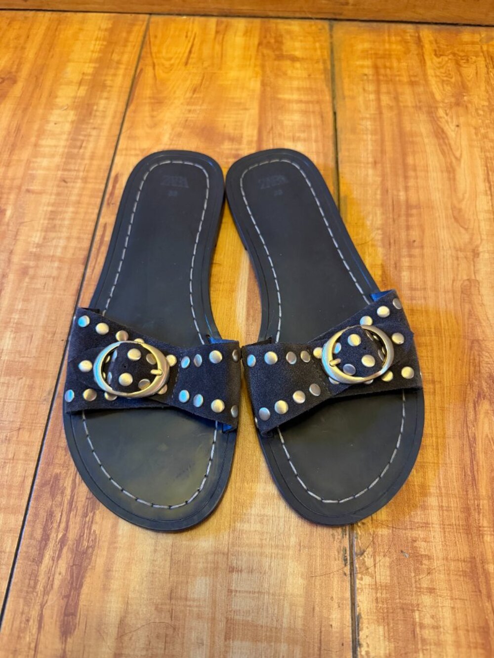 Zara Suede Flat Sandals